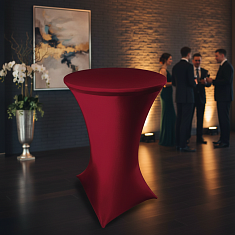 Коктейльный стол в стрейч-чехле бордового цвета