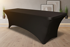 Прямоугольный стол 180×80 в стрейч-чехле черного цвета