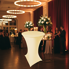 Коктейльный стол в стрейч-чехле цвета шампань