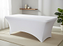 Прямоугольный стол 180×80 в стрейч-чехле белого цвета в аренду на ваше мероприятие 