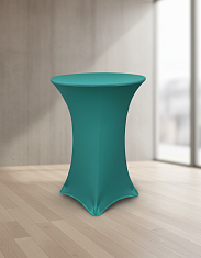 Коктейльный стол в стрейч-чехле морская волна